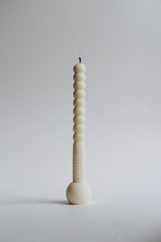 Tata Swirly Ecru Table Candle